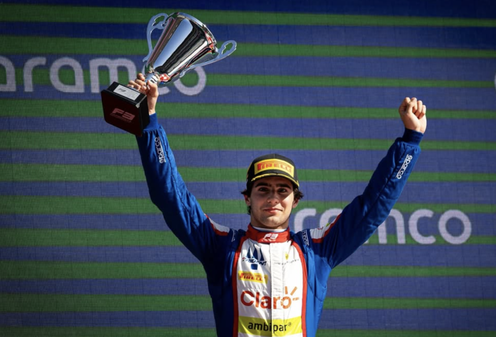 TRIDENT racing and Ferrari Academy Formula 3 Driver Rafael Câmara following Spanish Feature Race victory